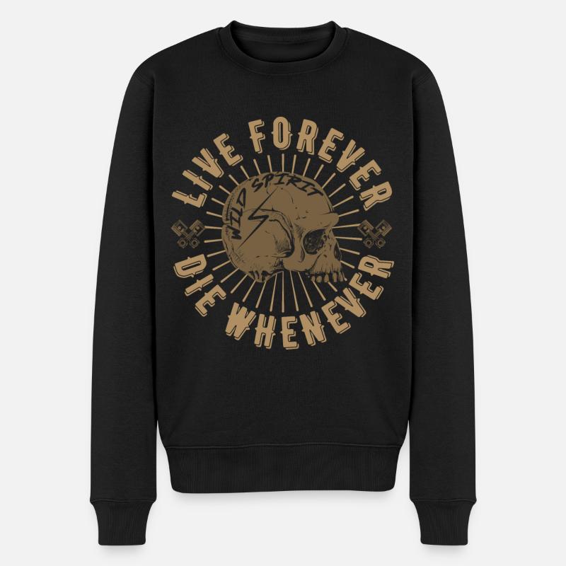 Live Forever Skull - Männer Premium Bio Pullover - Schwarz