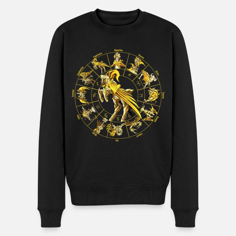Sternzeichen Göttliche Steinbock Rüstung - Männer Premium Bio Pullover - Schwarz