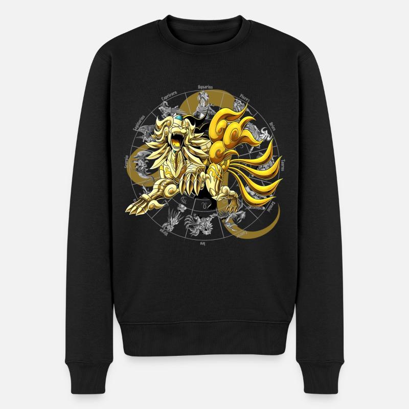 Leo Zodiac Göttliche Rüstung - Männer Premium Bio Pullover - Schwarz
