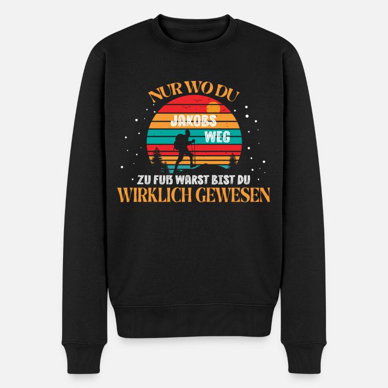 Jakobsweg - Pilgern - Nur wo du zu Fuß warst - Männer Premium Bio Pullover - Schwarz
