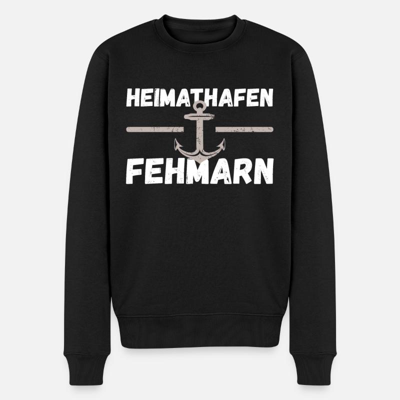 Heimathafen Fehmarn - Männer Premium Bio Pullover - Schwarz