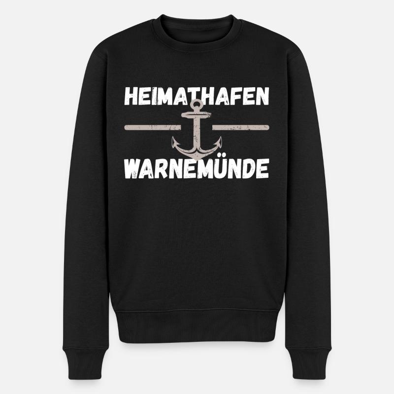 Heimathafen Warnemünde - Männer Premium Bio Pullover - Schwarz