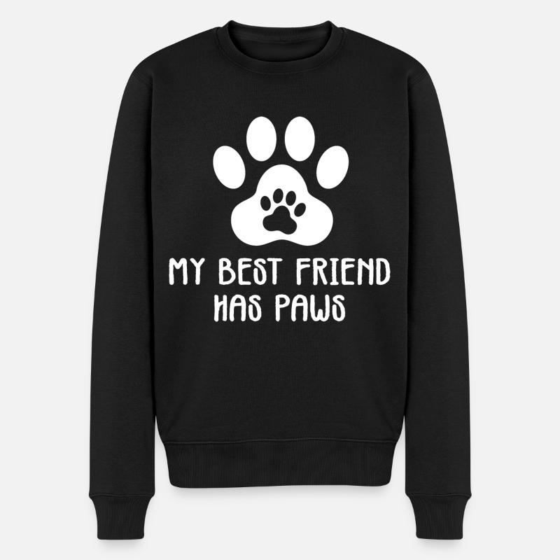 Niedliche Hundepfote Katzenpfote Mein bester Freund Hat Pfoten - Männer Premium Bio Pullover - Schwarz