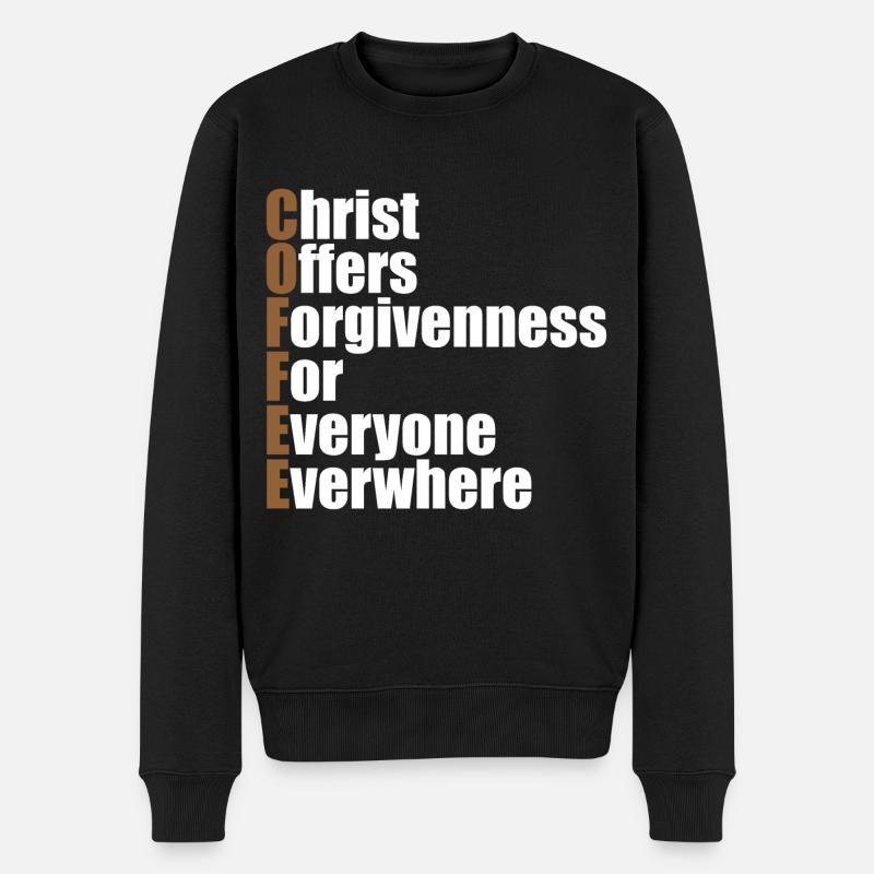 Christlicher Kaffee Christlicher Kaffee - Männer Premium Bio Pullover - Schwarz