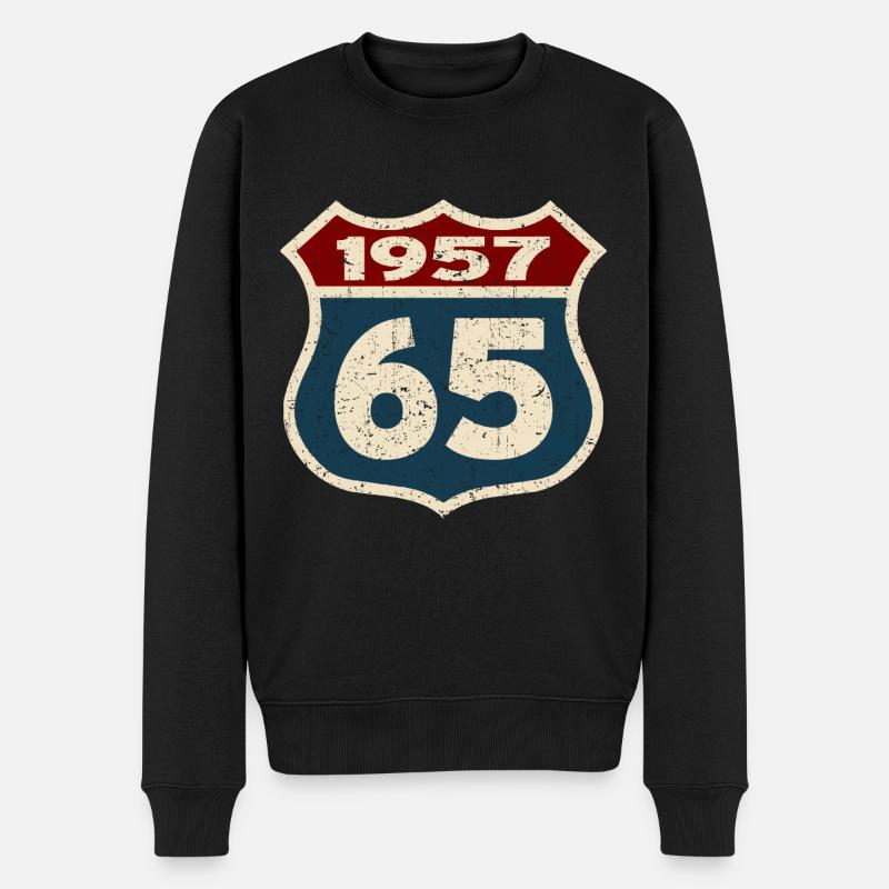 jahrgang 1957 - 65 Jahre - Männer Premium Bio Pullover - Schwarz