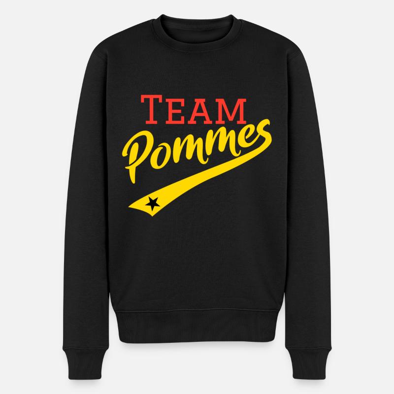 Team Pommes | retro | vintage mit STern - Männer Premium Bio Pullover - Schwarz
