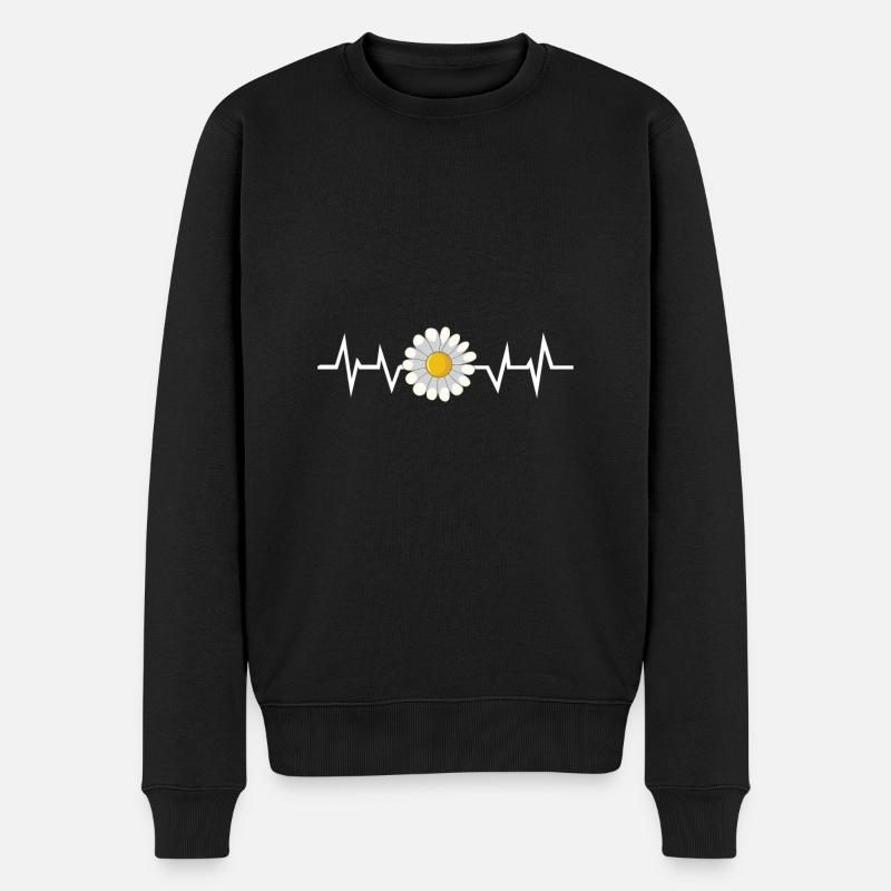 Fleurs Daisy Heartbeat - Pull Premium bio Homme - noir