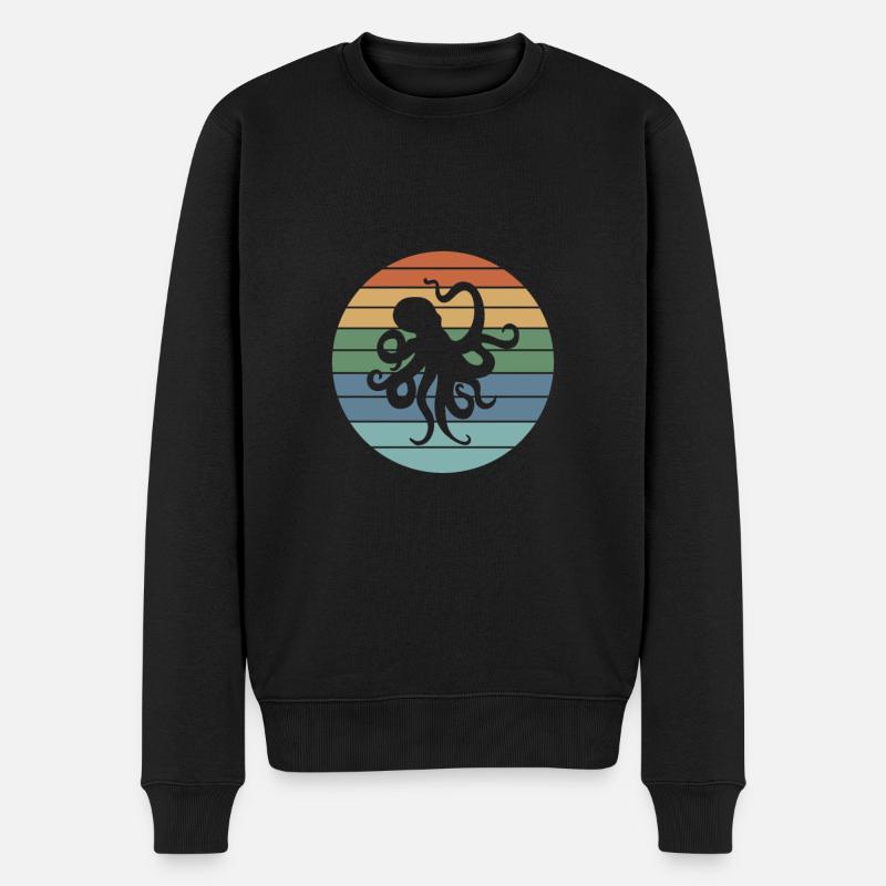 Octopus Retro - Männer Premium Bio Pullover - Schwarz