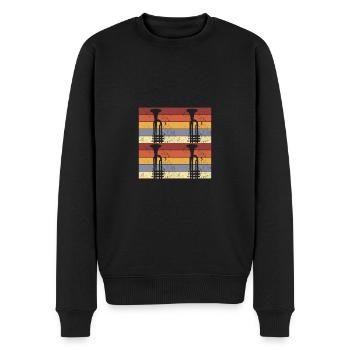 Vintage Trumpet Design - Männer Premium Bio Pullover - Schwarz - Vorne - Nico (187cm)