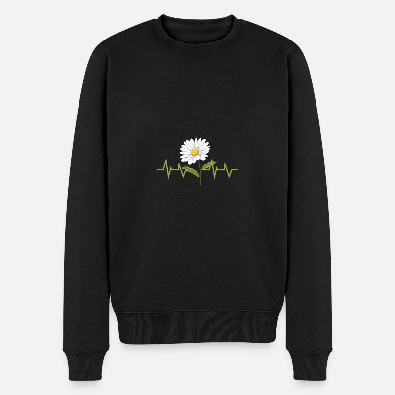 Gänseblümchen Herzschlag - Männer Premium Bio Pullover - Schwarz