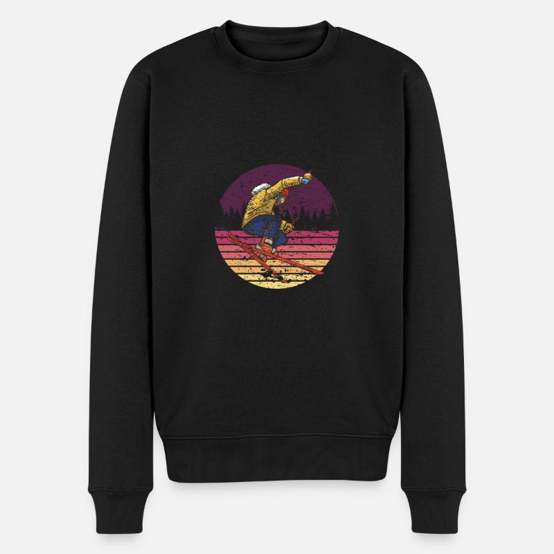 Skieurs Ski Rétro - Pull Premium bio Homme - noir