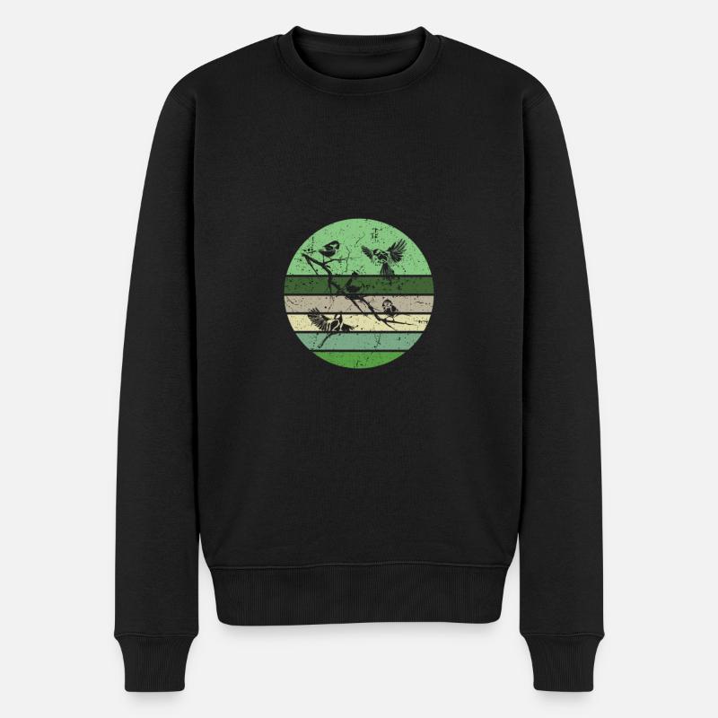 Vögel auf einem Zweig - Männer Premium Bio Pullover - Schwarz