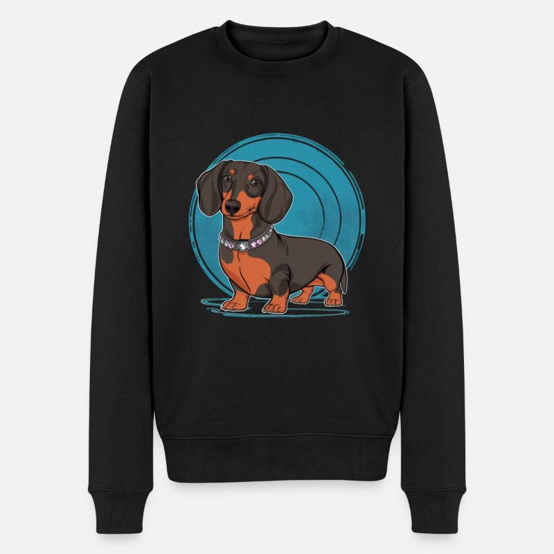 Cooler Cartoon Dackel - Männer Premium Bio Pullover - Schwarz