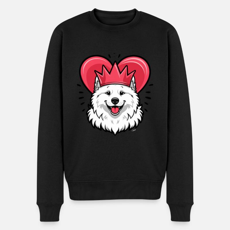 Cool Samoyède Chien avec Couronne - Pull Premium bio Homme - noir