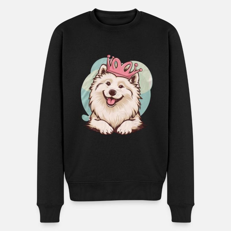 Cool Samoyède Chien avec Couronne - Pull Premium bio Homme - noir