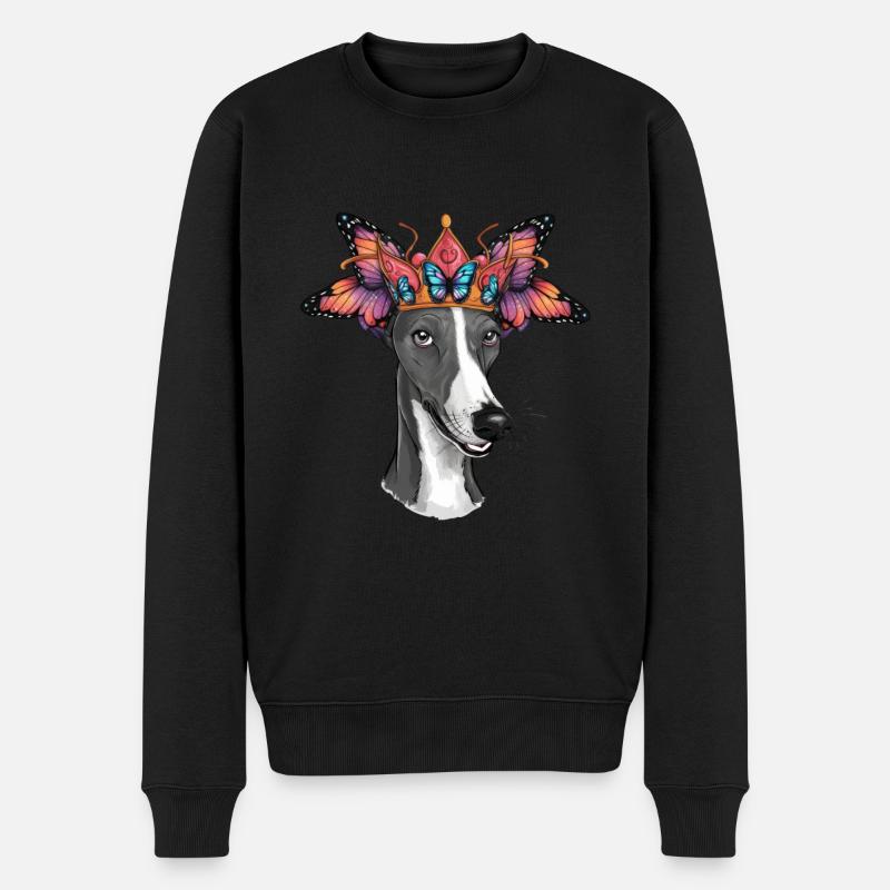 Carton Windhund mit Schmetterling - Männer Premium Bio Pullover - Schwarz