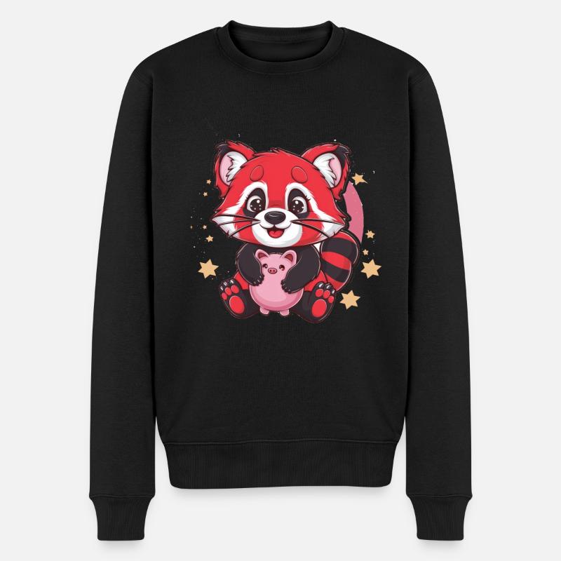 Panda Kawaii Rouge avec Tirelire - Pull Premium bio Homme - noir