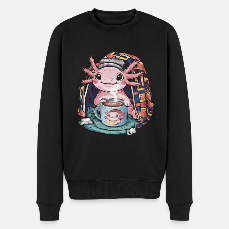 Axolotl Kawaii avec Restauration Rapide - Pull Premium bio Homme - noir