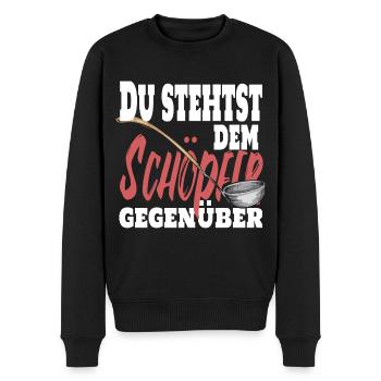 Du stehst dem Schöpfer gegenüber. Koch Chefkoch - Männer Premium Bio Pullover - Schwarz - Vorne - Nico (187cm)