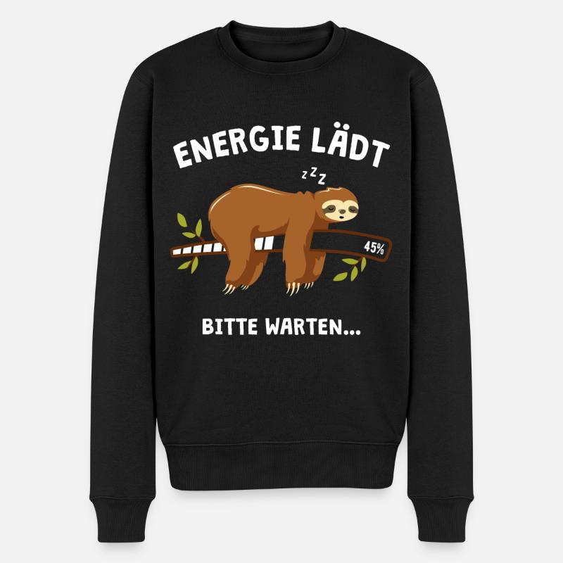 Energie Lädt Faultier Faulenzer Chiller - Männer Premium Bio Pullover - Schwarz
