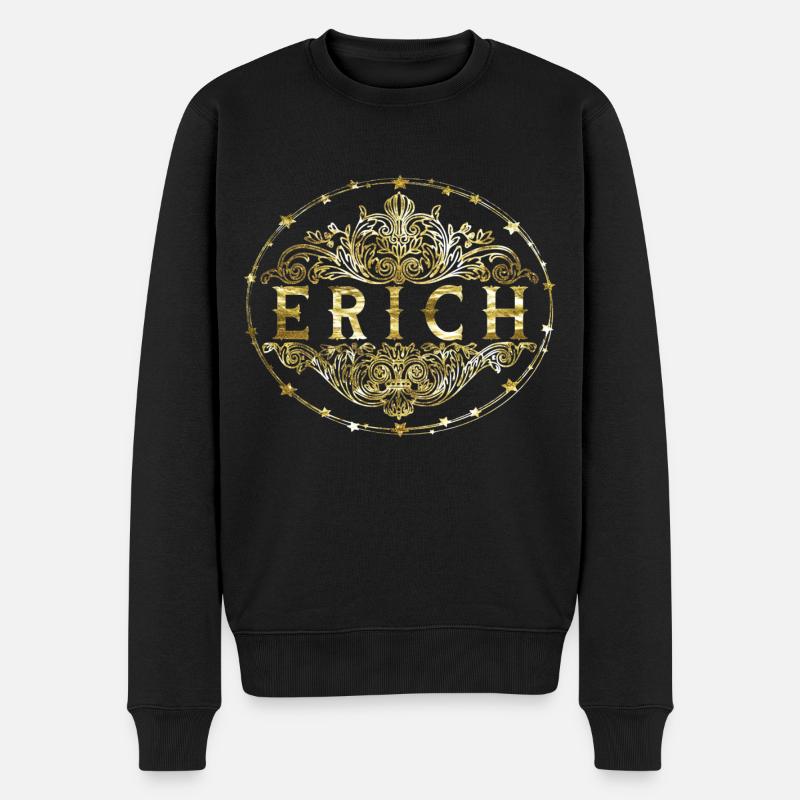 Erich - Männer Premium Bio Pullover - Schwarz