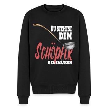 Du stehst dem Schöpfer gegenüber. Koch Chefkoch - Männer Premium Bio Pullover - Schwarz - Vorne - Nico (187cm)