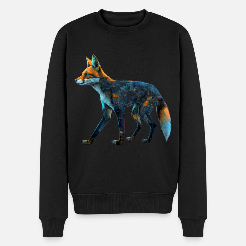 Fuchs Fuchsmotiv Tiere Geschenk Kunst Tiermotiv - Männer Premium Bio Pullover - Schwarz
