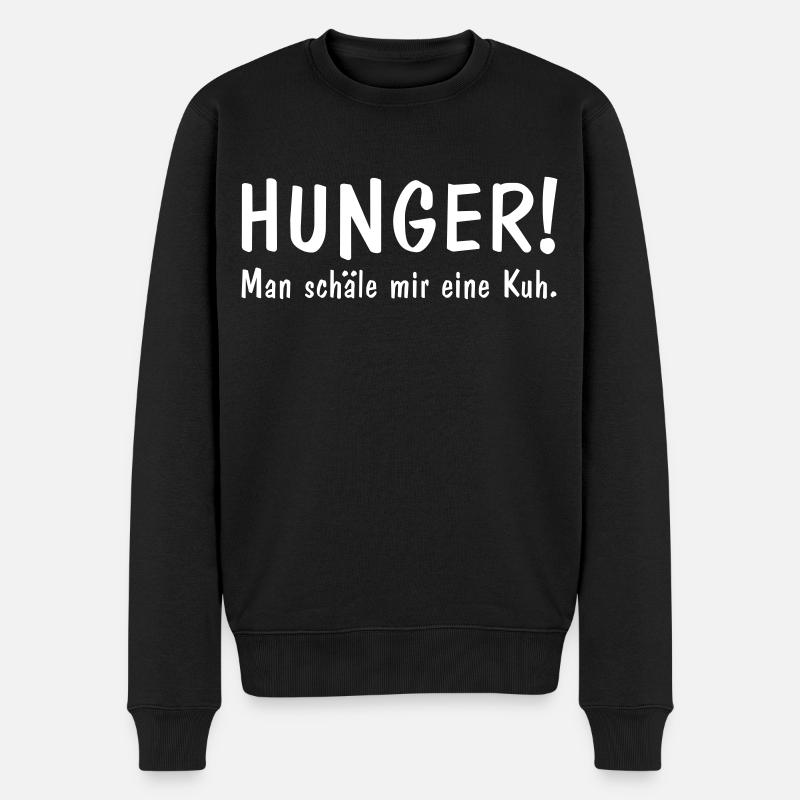 Hunger man schäle mir eine Kuh Fleisch Steak - Männer Premium Bio Pullover - Schwarz