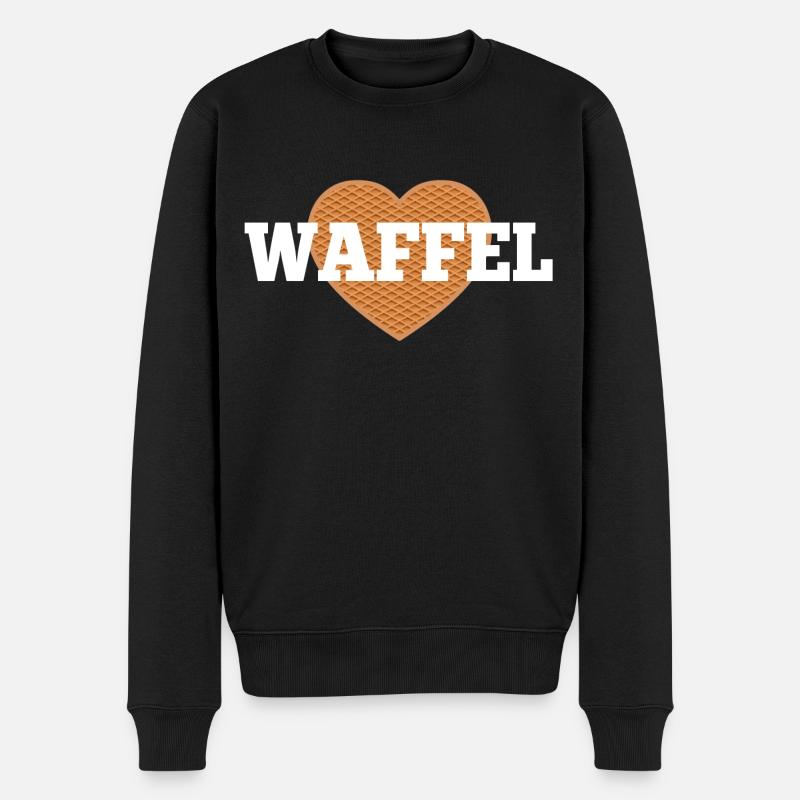 Waffel Love Herz - Männer Premium Bio Pullover - Schwarz