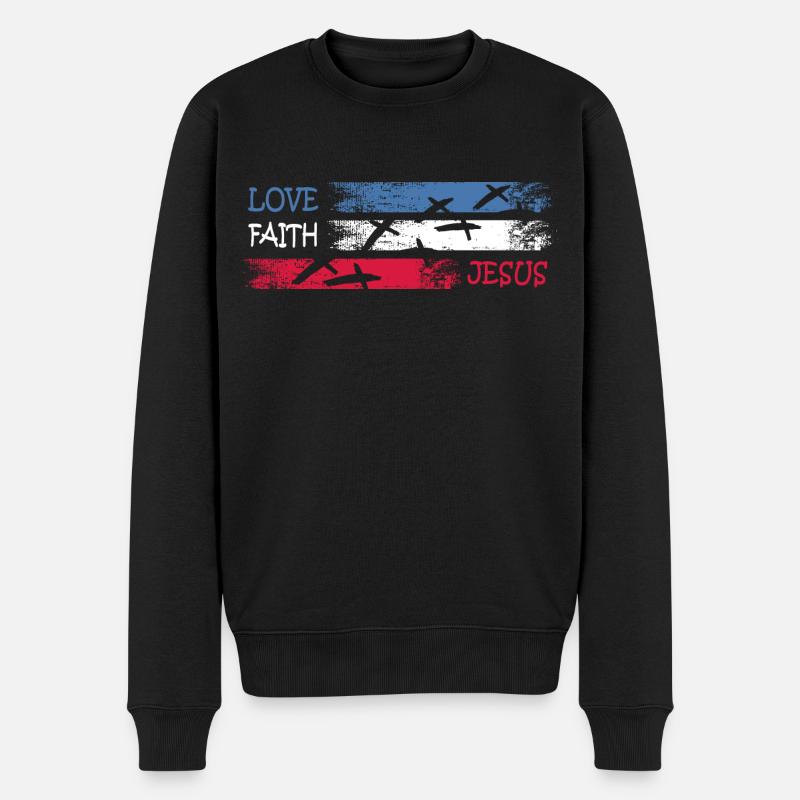 foi jésus prie christ église - Pull Premium bio Homme - noir