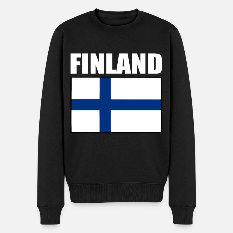 FINLANDE DRAPEAU FINLANDAIS - Pull Premium bio Homme - noir