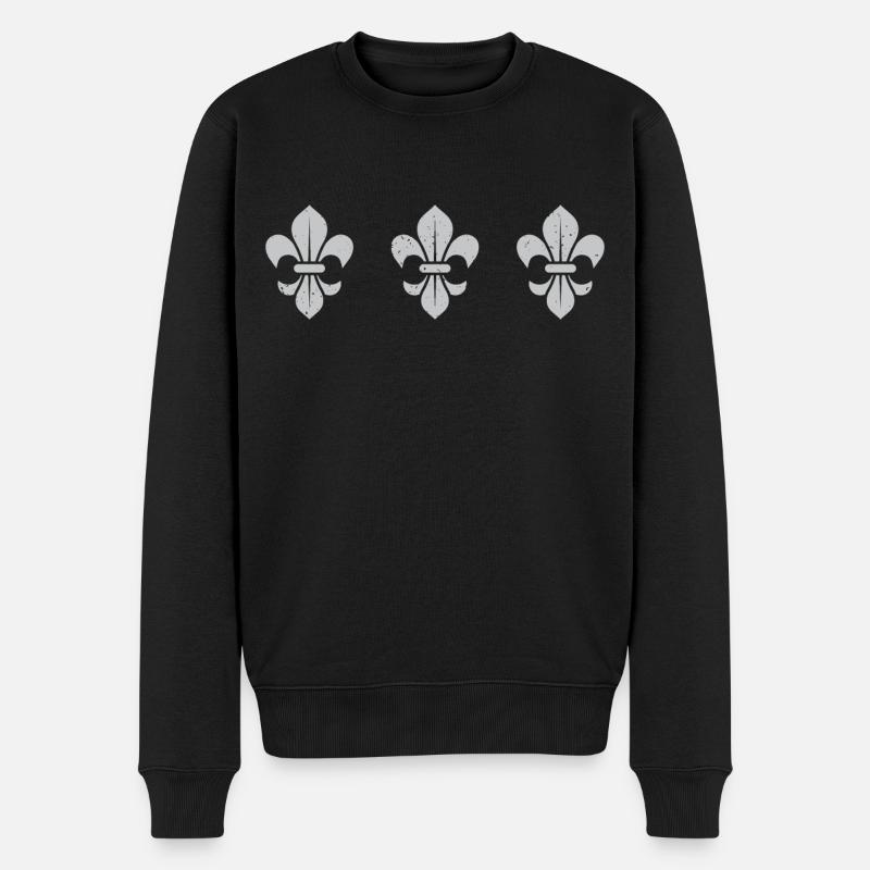 Fleur de Lys / 3 - Männer Premium Bio Pullover - Schwarz