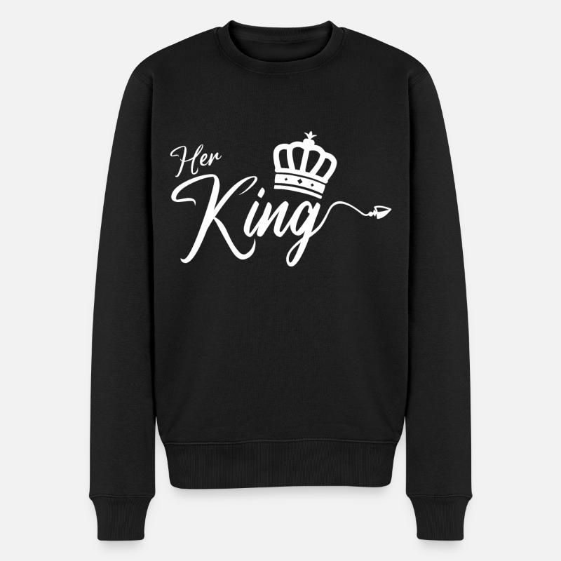 Her King King Queen Pärchenoutfit weiß - Männer Premium Bio Pullover - Schwarz