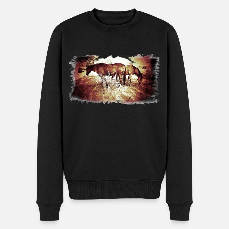 Horses - Männer Premium Bio Pullover - Schwarz