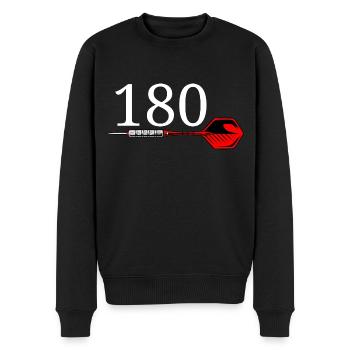Perfect Score Darts Tee - "180" Maximaler Wurf - Männer Premium Bio Pullover - Schwarz - Vorne - Nico (187cm)