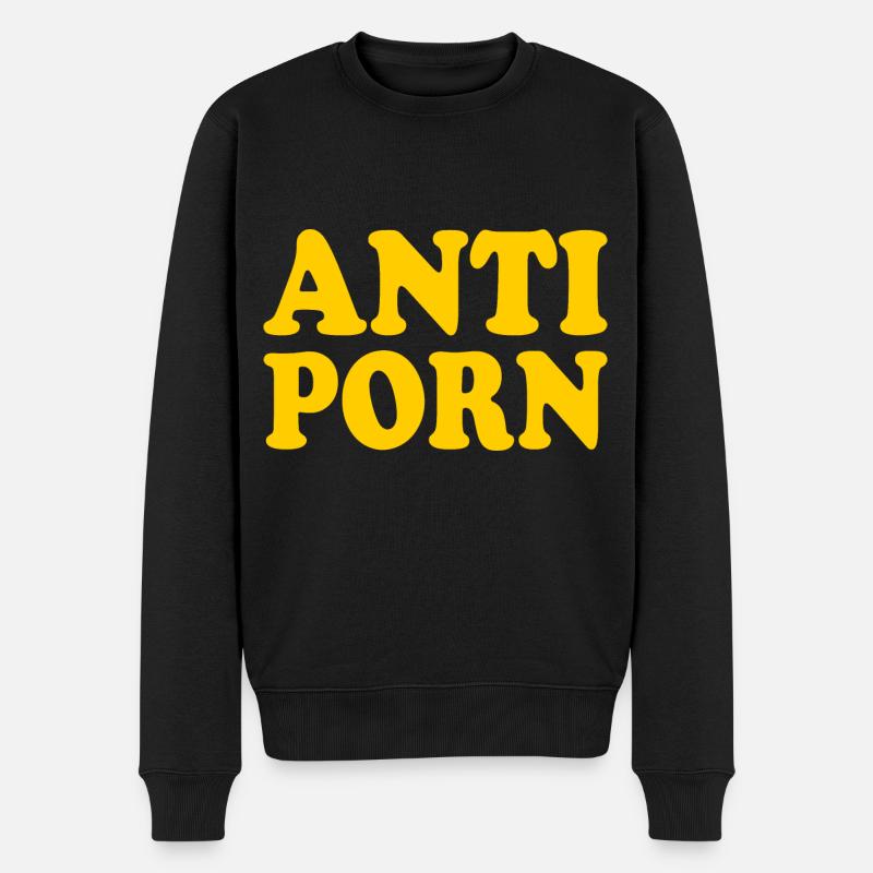 Anti porno - Männer Premium Bio Pullover - Schwarz