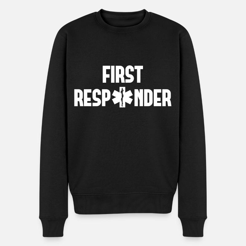 first responder - Männer Premium Bio Pullover - Schwarz