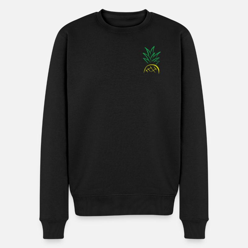 Ananas Sketch – Fresh Fruit Graphic - Männer Premium Bio Pullover - Schwarz
