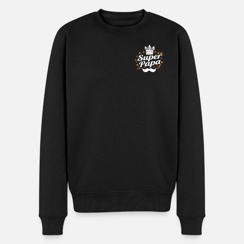 SUPER-VATER - Männer Premium Bio Pullover - Schwarz