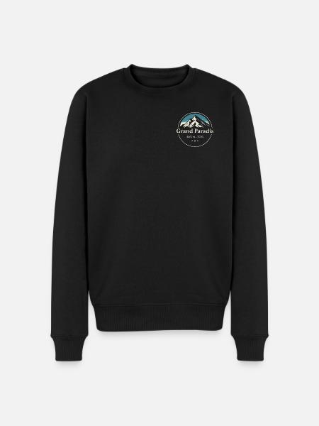 Wandern am Gran Paradiso Mountain - Männer Premium Bio Pullover - Schwarz