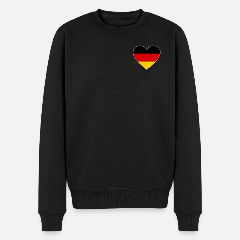 Herzflagge Deutschland - Männer Premium Bio Pullover - Schwarz