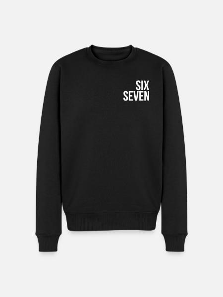 67 "six seven" text - Männer Premium Bio Pullover - Schwarz