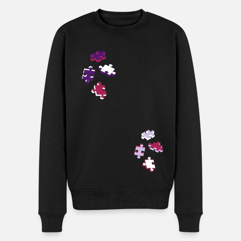 vier Puzzleteile - Männer Premium Bio Pullover - Schwarz