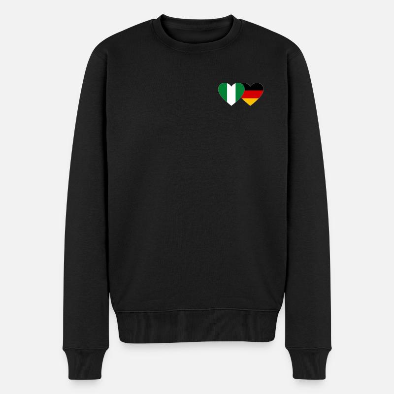 Drapeau du Nigeria Allemagne Coeur - Pull Premium bio Homme - noir