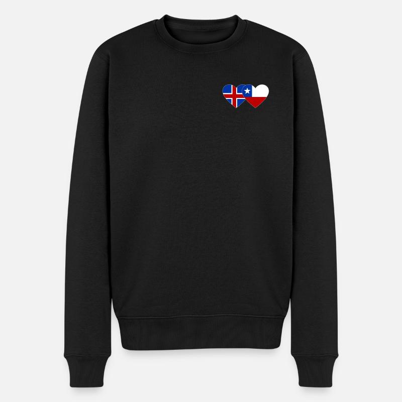 Island Chile Flagge Herz - Männer Premium Bio Pullover - Schwarz