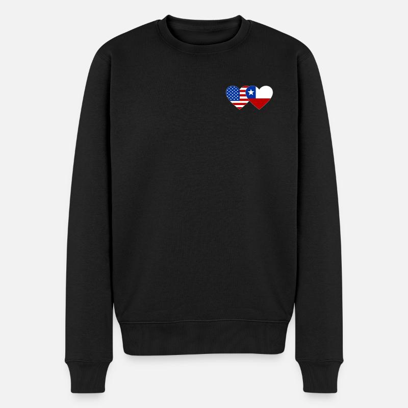 USA Chile Flagge Herz - Männer Premium Bio Pullover - Schwarz
