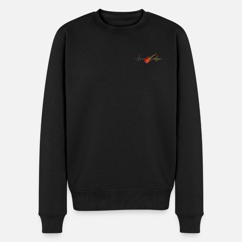 Rote E-Gitarre mit Regenbogen-Herzschlag Geschenk - Männer Premium Bio Pullover - Schwarz
