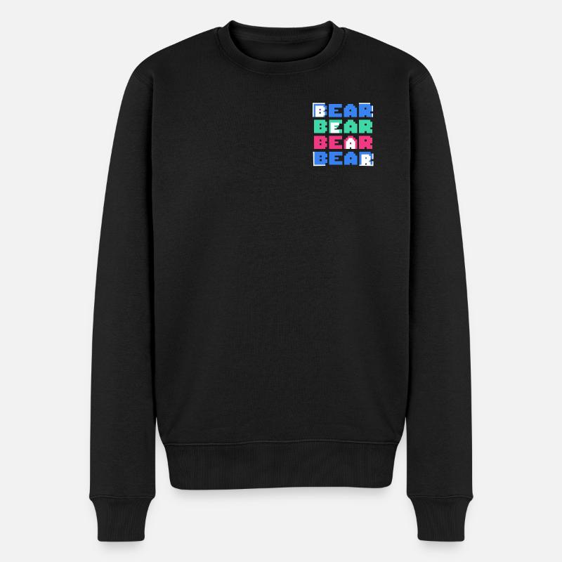 Pixelbären Blockkunst Retro - Männer Premium Bio Pullover - Schwarz