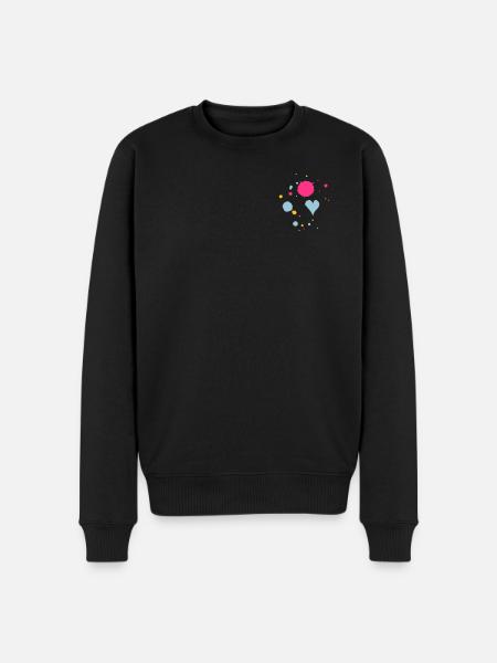 Farbkleckse,Tropfen und Herz - Männer Premium Bio Pullover - Schwarz