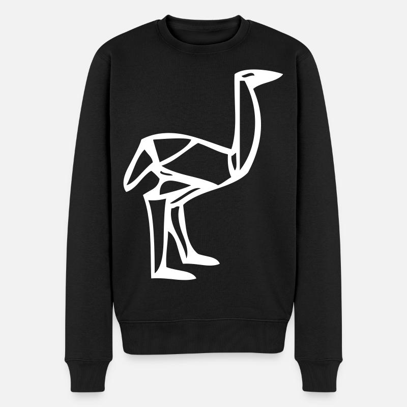 Vogel Strauss - Origami - Männer Premium Bio Pullover - Schwarz